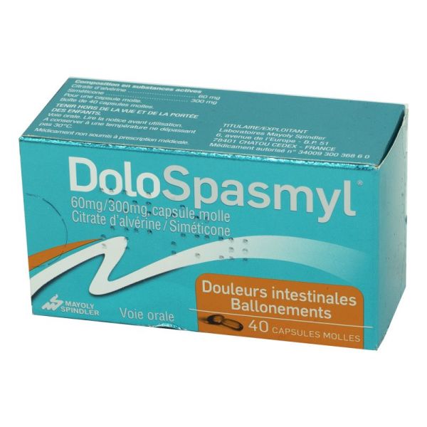 Dolospasmyl Capsule molle 60 mg/300 mg, boîte 40 - Grand modèle