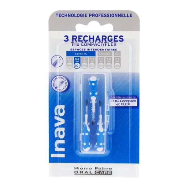 RECHARGES Bleues 0.8mm ISO1 pour TRIO COMPACT et FLEX - Bte/3