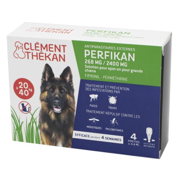 PERFIKAN 268 mg/2400 mg Grands Chiens 20 à 40kg Anti Parasitaires Externes - Pipette 4x 4.40ml