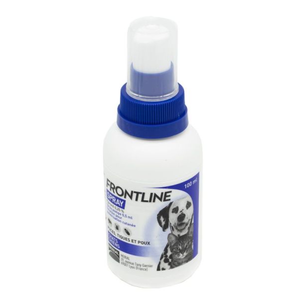 FRONTLINE Spray 100ml Anti Parasitaire (Puces, Tiques, Poux) pour Chiens et Chats - Spray/100ml