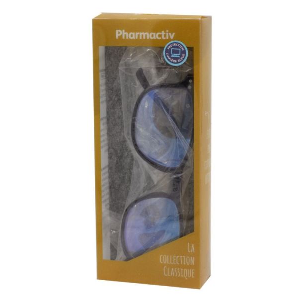 PHARMACTIV Lunettes de Lecture Prémontées CLASSIQUE NOIRE - Dioptrie +2.0 - Bte/1