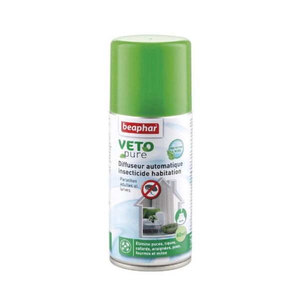 VETOPURE Diffuseur Automatique Insecticide Habitation 150ml - Elimine Insectes Volants et Rampants, Oeufs et Larves