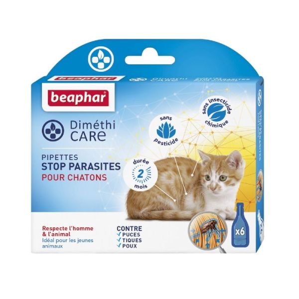 DIMETHICARE Pipettes Stop Parasites 6x 0.75ml Chaton - Puces, Tiques, Poux