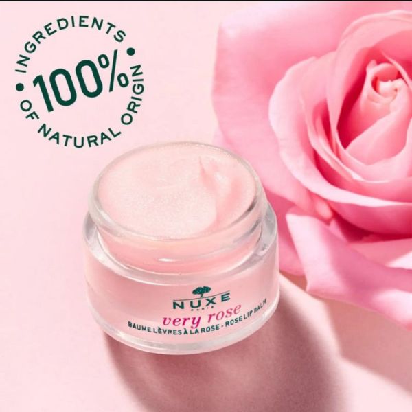 NUXE VERY ROSE Baume Lèvres à la Rose 15g - Lèvres Ultra Sèches ou Abîmées