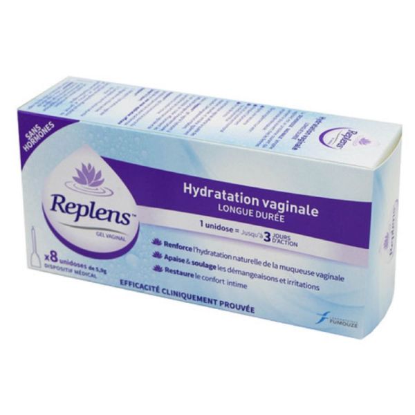 REPLENS Gel Vaginal 8 Unidose de 5.9g - Hydratation Vaginale Longue Durée