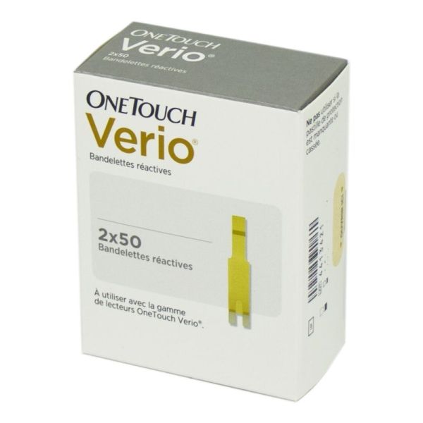 ONETOUCH VERIO Bandelettes Réactives Bte/2x 50 - Pour Lecteurs Verio, Verio IQ, Verio Pro