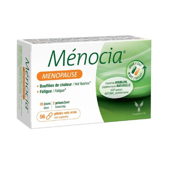 MENOCIA 56 Gélules - Ménopause, Bouffées de Chaleur, Fatigue, Sueurs  Nocturnes, Irritabilité