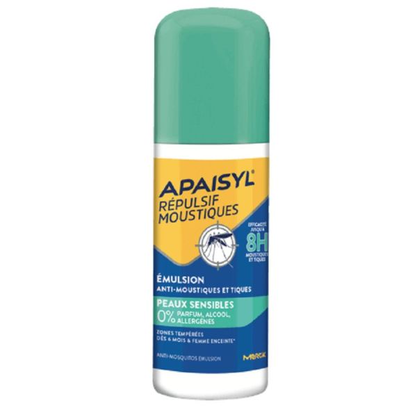 APAISYL Répulsif Moustiques Emulsion Anti Moustiques Zones Tempérées - Peaux Sensibles Dès 6 Mois -