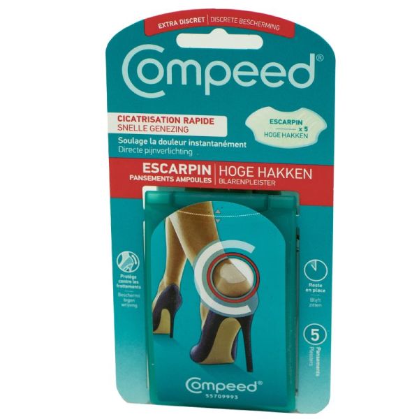 COMPEED 5 Pansements Ampoules Escarpin 4.2 x 6.8cm - Technologie Hydrocolloïde