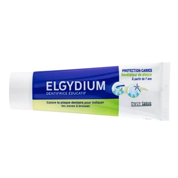 ELGYDIUM Dentifrice Educatif 50ml - Révèle et Colore la Plaque Dentaire - Dès 7 Ans