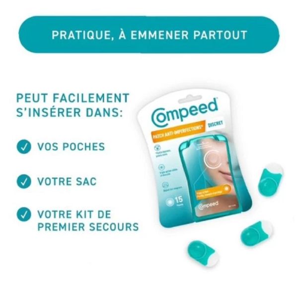 COMPEED 15 Patchs Discrets Anti Imperfections JOUR 1.5 x 1.5cm - Points Noirs, Petits Boutons, Excès de Sébum - Technologie Hydrocolloïde