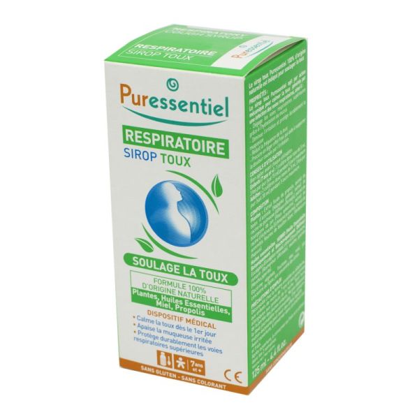 PURESSENTIEL RESPIRATOIRE Sirop Toux 125ml - 100% d' Origine Naturelle - Dès 7 Ans