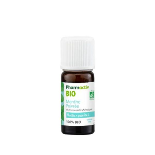 PHARMACTIV BIO Menthe Poivrée (Mentha x piperita L) Huile Essentielle 10ml - 100% Pure et Naturelle