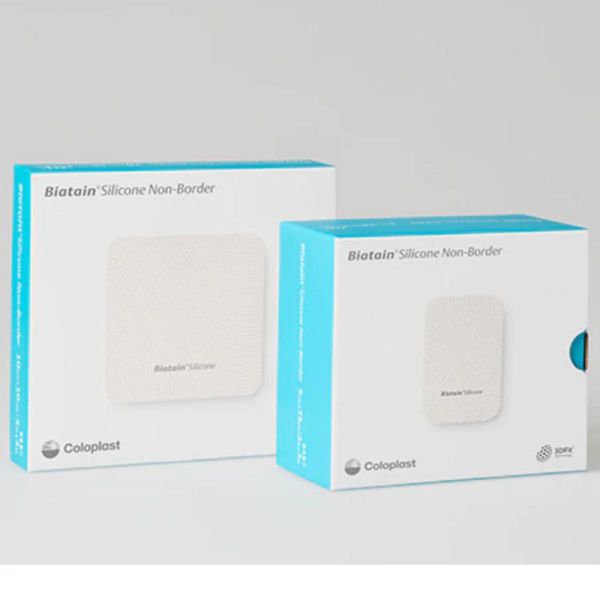 BIATAIN SILICONE Non Border 12.5 x 12.5 cm - Bte/10 - Pansement Hydrocellulaire Micro Adhérent - Technologie 3Dfit