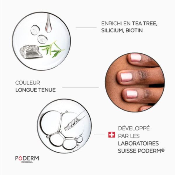 PODERM PROFESSIONAL Color Care Or Rose Brillant 8ml - Vernis à Ongles Tea Tree