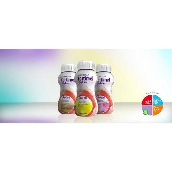 FORTIMEL DIACARE Vanille 200ml HP/HE - Aliment Diététique pour Besoins Nutritionnels en Cas de Dénut