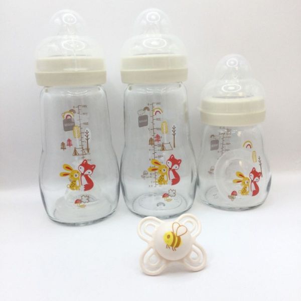 MAM COFFRET NAISSANCE 0+ Mois - 3 Biberons Verre Premium + 1 Sucette Perfect Naissance