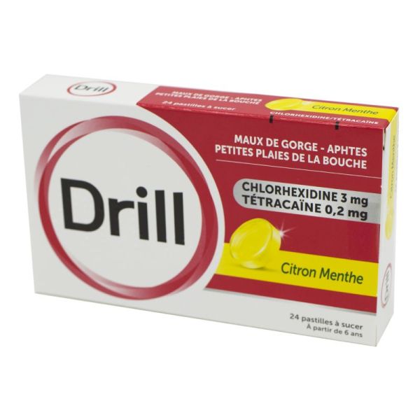 Drill Citron Menthe, 24 pastilles à sucer