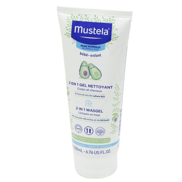 MUSTELA PEAU NORMALE Gel Nettoyant 2 en 1 Corps et Cheveux 200ml - Perséose d' Avocat