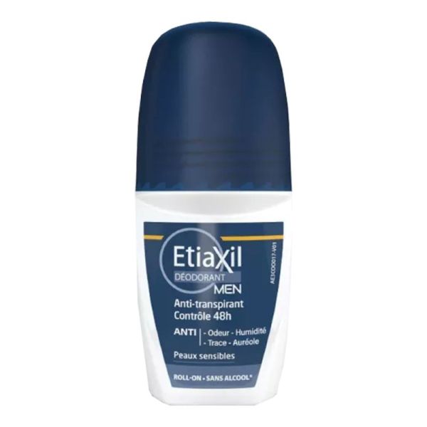ETIAXIL MEN Déodorant Anti Transpirant Contrôle 48h 50ml - Transpiration Modérée des Aisselles