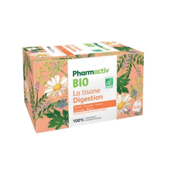 PHARMACTIV BIO La Tisane DIGESTION 20 Sachets - Fenouil, Coriandre, Verveine, Camomille, Réglisse