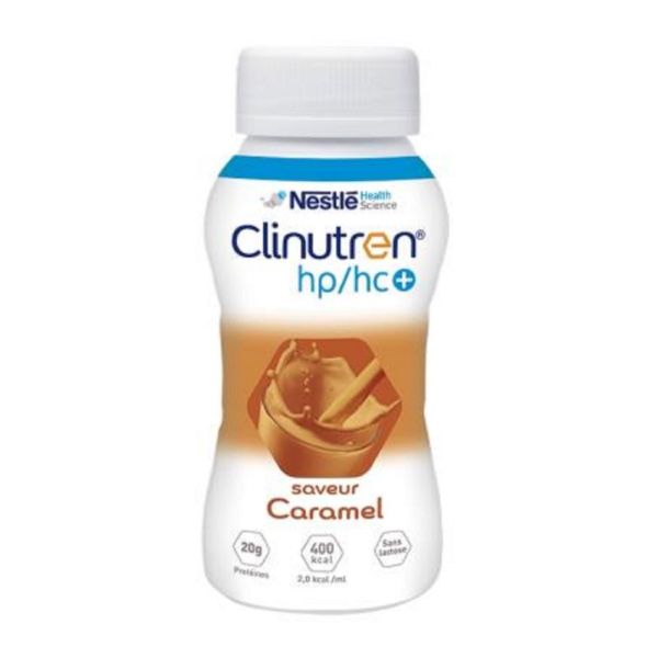 CLINUTREN HP/HC+ Caramel - Complément Nutritionnel 400 Kcal Sans Lactose - Lot de 4 Bouteille/200ml