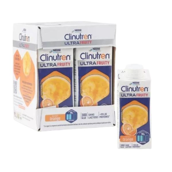 Nestlé Clinutren - Ultra fruity - saveur Orange - 4 x 200 ml