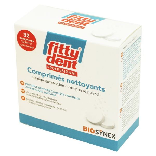 FITTYDENT PROFESSIONAL Comprimé Nettoyant Effervescent pour Prothèse Dentaire - Bte/32