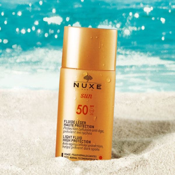 NUXE SUN Fluide Léger Haute Protection SPF50 50ml - Protection Cellulaire Anti-Age Visage