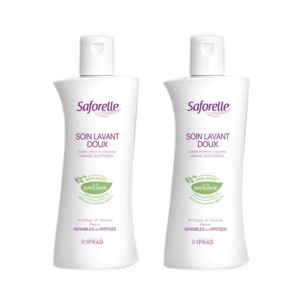 SAFORELLE Lot 2x 250ml Soin lavant doux - Hygiène Intime et Corporelle - Muqueuses, Peaux Irritées