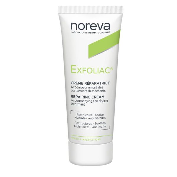 EXFOLIAC Crème Réparatrice 40ml - Accompagnement de Traitement Desséchant Peaux à Imperfections