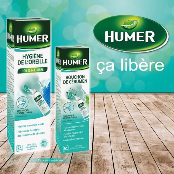 HUMER Bouchon de Cérumen Spray 50ml - Pour Dissoudre et Evacuer les Bouchons et Apaiser le Conduit Auditif