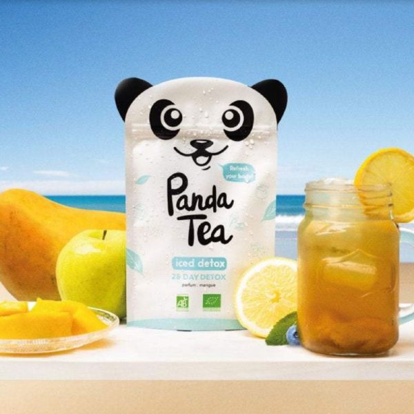 PANDA TEA ICED TEA DETOX Mangue 28 Sachets - Détoxification et Hydratation de l' Organisme