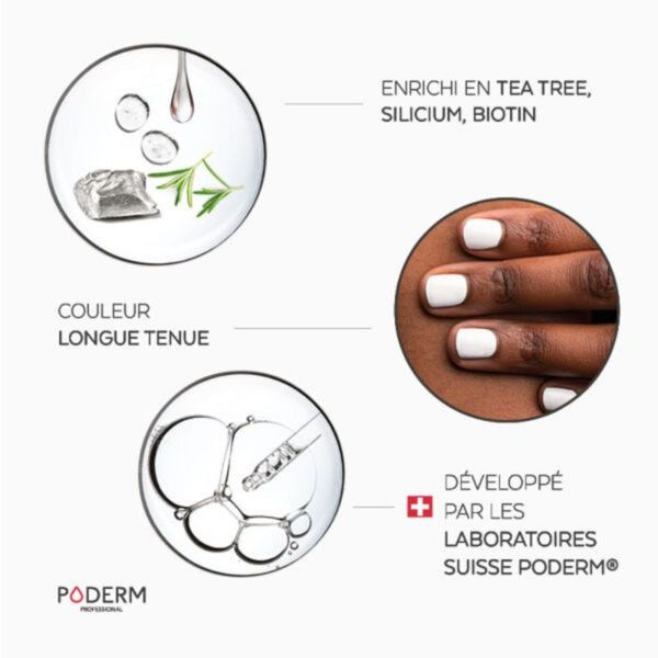 PODERM PROFESSIONAL Color Care Blanc 8ml - Vernis à Ongles Tea Tree