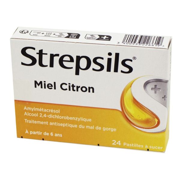 Stepsils citron sans sucre, boîte de 24 pastilles à sucer