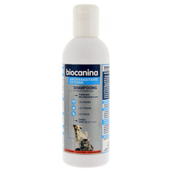 BIOCANINA HYGIENE Shampooing Anti Parasitaire à la Tétraméthrine  Chiens et Chats - 200 ml