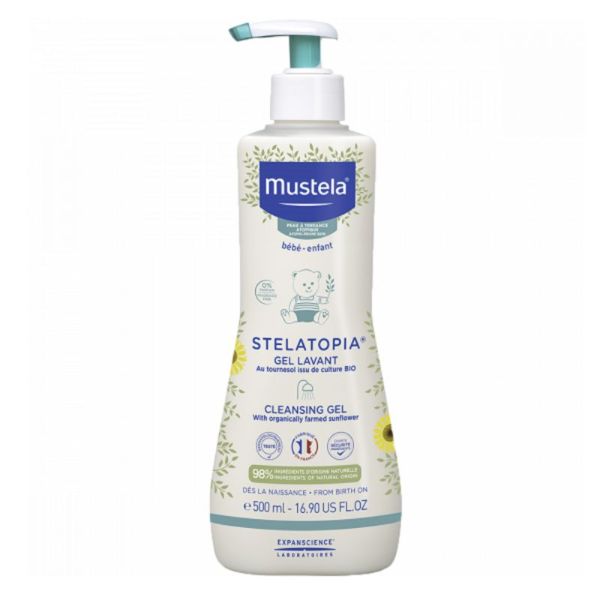 MUSTELA STELATOPIA Gel Lavant 500ml - Peau à Tendance Atopique - Tournesol Bio