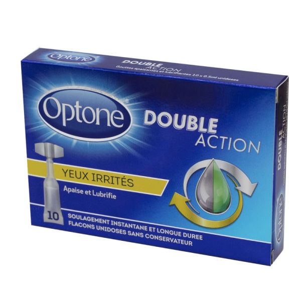 Optone Double Action Yeux Irrites 10 Unidoses De 0 5ml Apaise Et Lubrifie Optone Double Action Yeux Irrites 10 Unidoses De 0 5ml Apaise Et Lubrifie