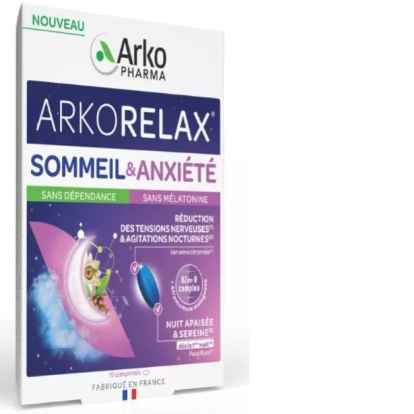 ARKORELAX Sommeil & Anxiété sans dépendance, sans mélatonine - 15 comprimés