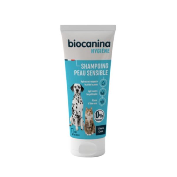 BIOCANINA Hygiène Shampoing Peau Sensible - Chien, Chat - Respecte le pH de la Peau - T/200ml