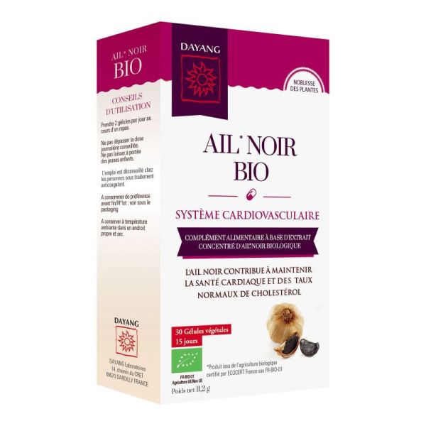 DAYANG AIL NOIR BIO 15 Gélules Végétales - Complément Alimentaire Système Cardiovasculaire, Cholestérol