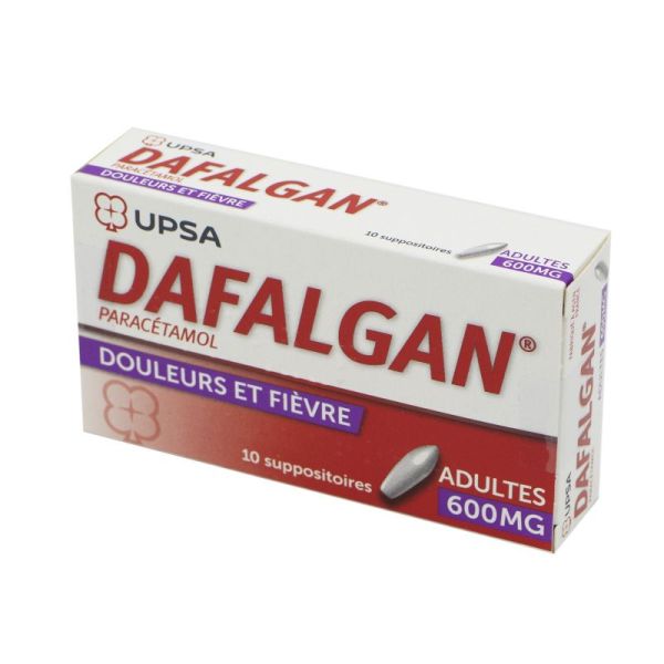 Dafalgan Adultes 600 mg, 10 suppositoires
