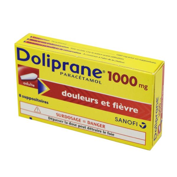 Doliprane Adultes 1000 mg, 8 suppositoires