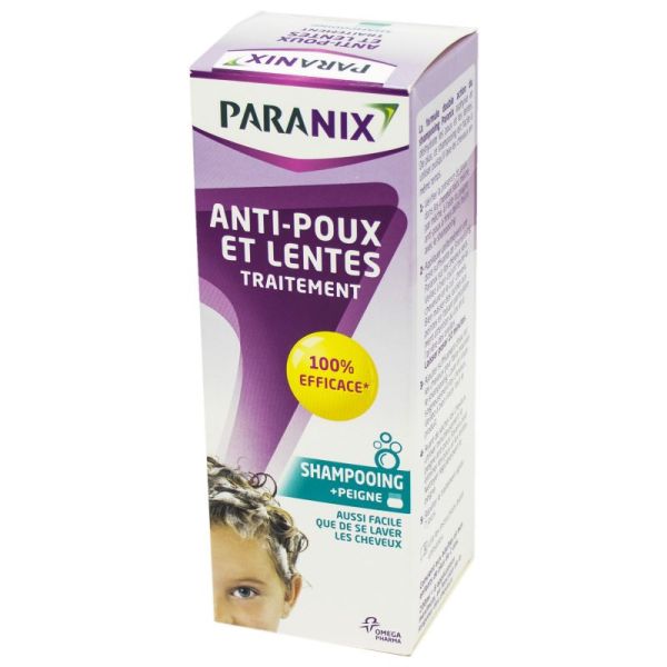 PARANIX Shampooing Traitement Anti Poux et Lentes + Peigne - Double Avtion 100% Efficace - Certifié