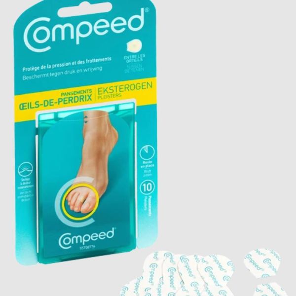 COMPEED 10 Pansements Oeil de Perdrix Moyen Format 2.2 x 2.2cm - Technologie Hydrocolloïde