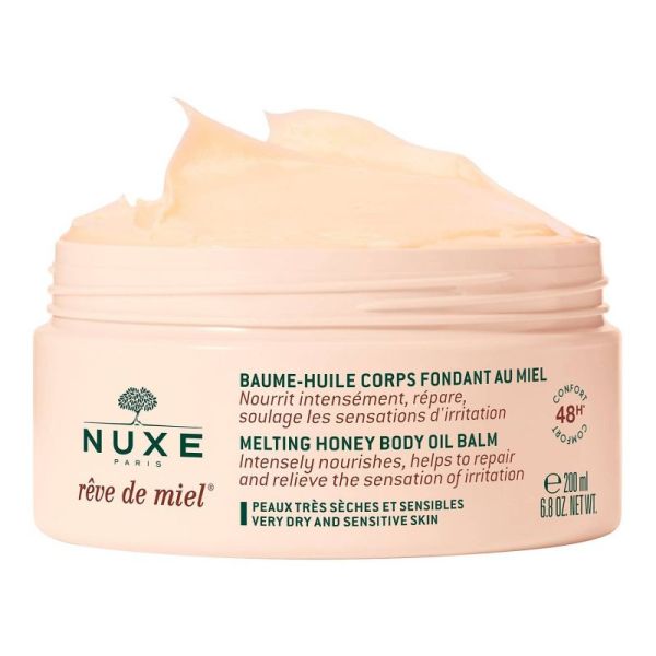 NUXE REVE DE MIEL Baume Huile Corps Fondant au Miel 200ml - Peaux très Sèches et Sensibles