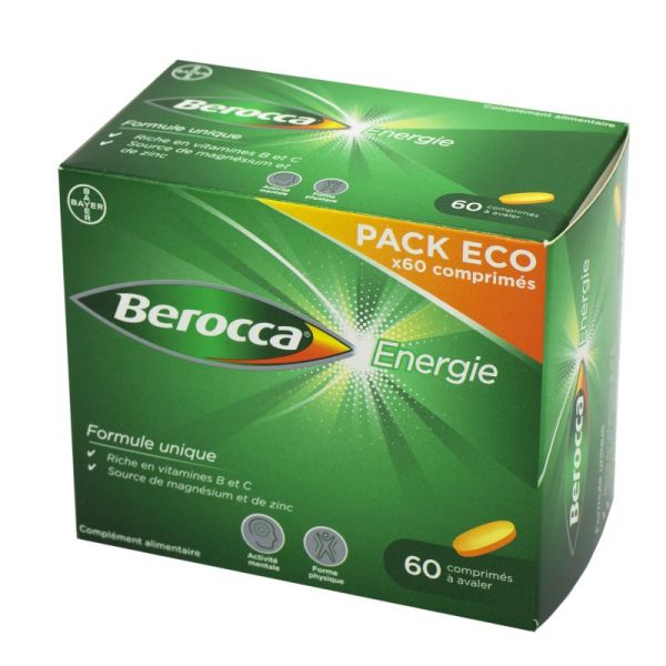 BEROCCA ENERGIE Pack ECO 60 Comprimés à Avaler - Forme Physique, Activité Mentale