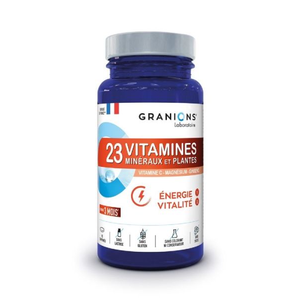 GRANIONS PILULIERS Energie Vitalité 90 Comprimés - 23 Vitamines, Minéraux et Plantes