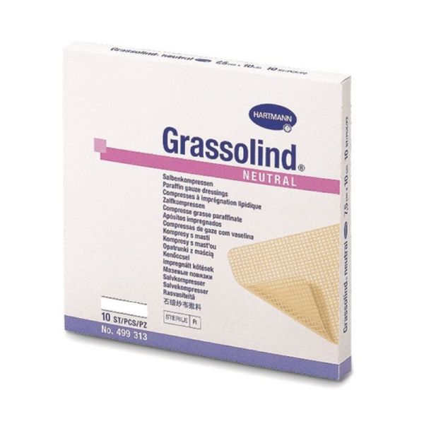 GRASSOLIND Neutral 10 x 10 cm Pansement Gras (Vaseline + Softisan) Triglycérides - Bte/10