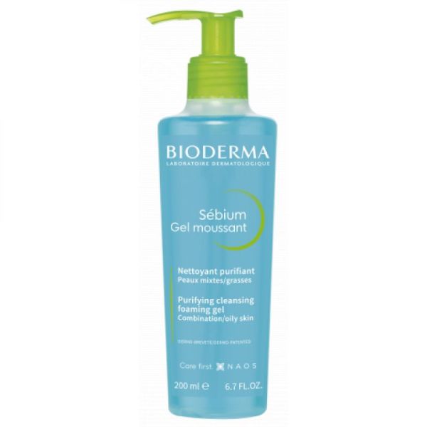 BIODERMA Sébium Gel Moussant 200ml - Nettoyant Purifiant Sébo Correcteur - Peaux Mixtes à Grasses